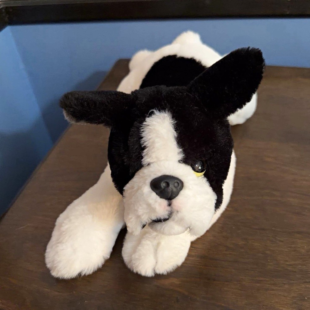 FAO Schwarz Black & White Dog Plush Stuffed Animal Toy Small 6-14" 3+